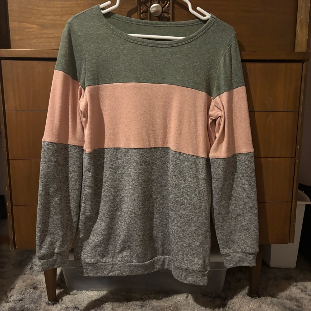 Minthunter Women’s Long Sleeve Color Block Round Neck
